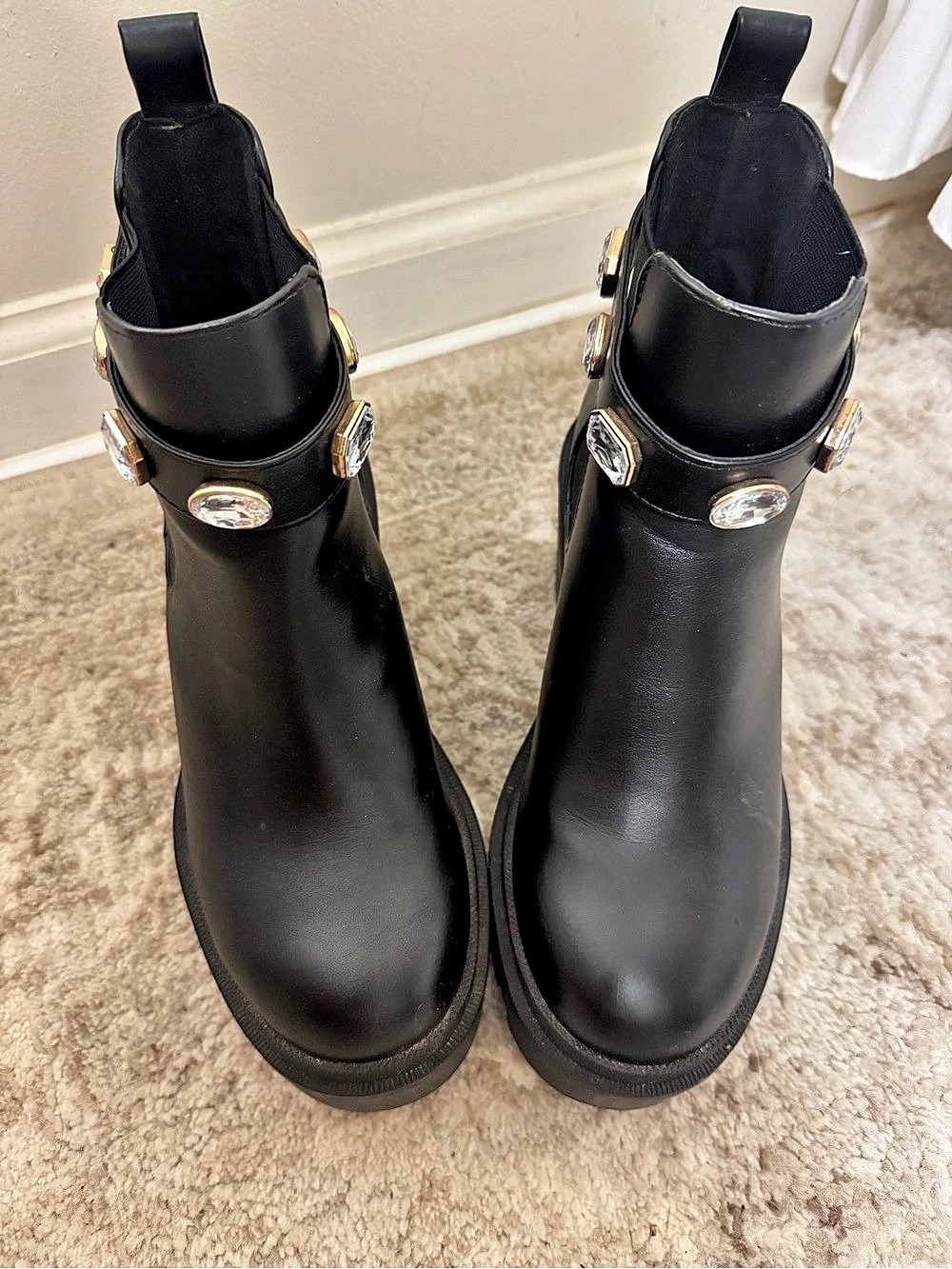 SODA Black Embellished Ankle Boots Like New